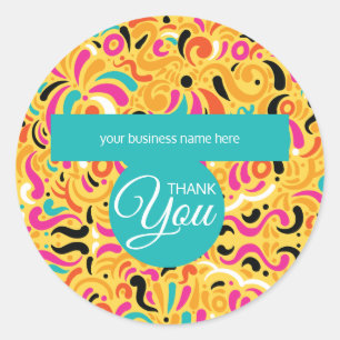 Business Thank You Boldy Coloured Abstract Classic Round Sticker