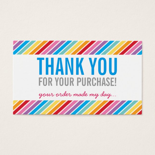 BUSINESS THANK YOU bright colourful rainbow stripe (Front)