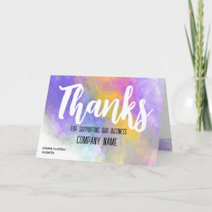Business Thank You Bright Colourful Watercolor  Card