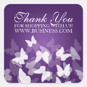 Business Thank You Butterflies Purple Square Sticker
