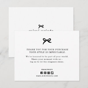 business thank you card, bow elegant simple  enclosure card