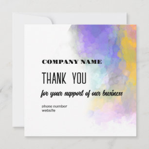 Business Thank You  Card Bright Colourful  Art   
