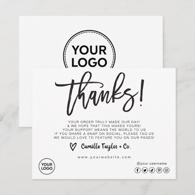 Business Thank You Card / Package Product Insert (Front/Back)