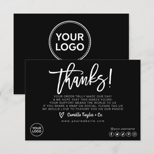 Business Thank You Card / Package Product Insert (Front/Back)