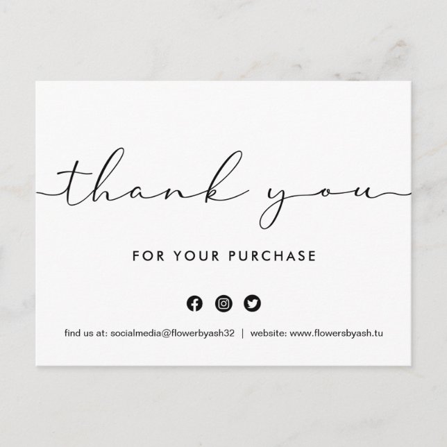 Business thank you card, thank you for order postcard (Front)
