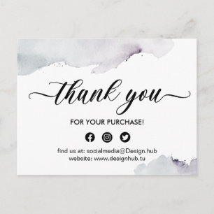 business thank you card, watercolour thank you postcard
