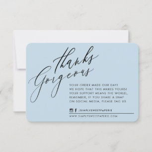 BUSINESS THANK YOU chic calligraphy duck egg blue Card