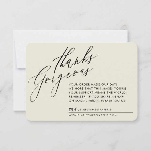 BUSINESS THANK YOU chic calligraphy ivory cream (Front)