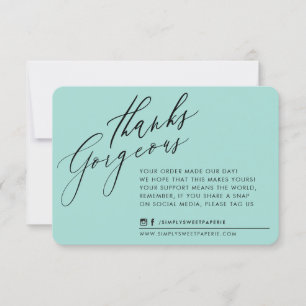 BUSINESS THANK YOU chic calligraphy mint green Card