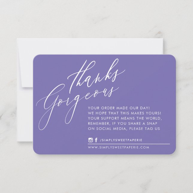 BUSINESS THANK YOU chic calligraphy purple (Front)
