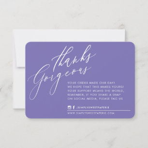 BUSINESS THANK YOU chic calligraphy purple Card