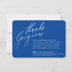 BUSINESS THANK YOU chic calligraphy royal blue Card
