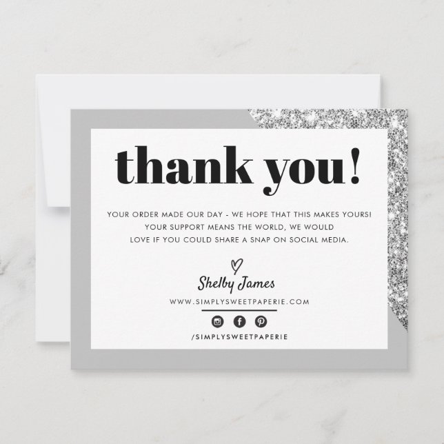 BUSINESS THANK YOU chic glam grey silver LOGO (Front)