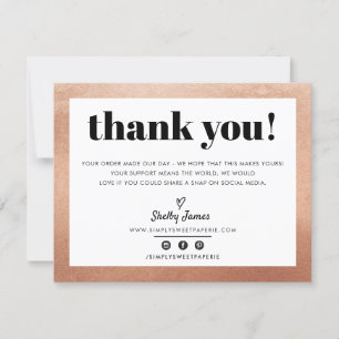 BUSINESS THANK YOU chic glam rose gold LOGO Card