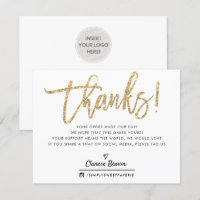 BUSINESS THANK YOU chic gold glitter instagram