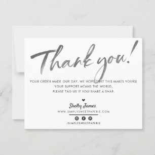 BUSINESS THANK YOU chic modern black ink white Card