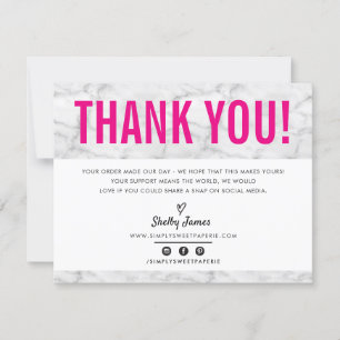 BUSINESS THANK YOU chic modern grey hot pink LOGO Card