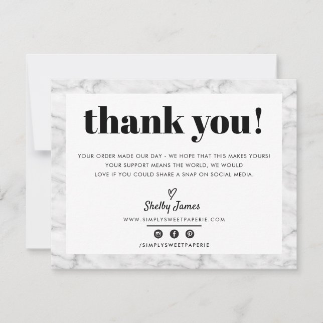 BUSINESS THANK YOU chic modern grey marble LOGO (Front)