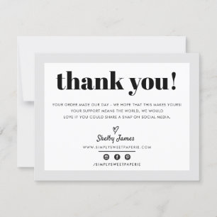 BUSINESS THANK YOU chic modern pale grey LOGO Card