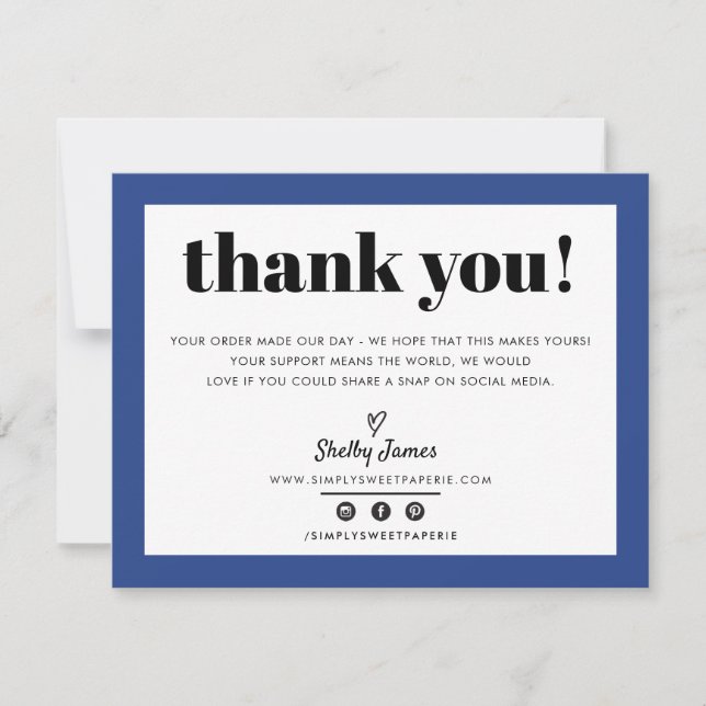 BUSINESS THANK YOU chic modern royal blue LOGO (Front)