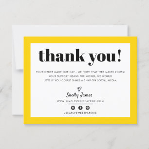 BUSINESS THANK YOU chic modern yellow LOGO Card