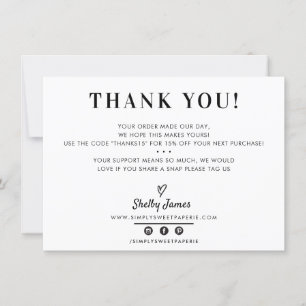 BUSINESS THANK YOU chic simple modern black white