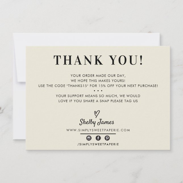 BUSINESS THANK YOU chic simple modern ivory black (Front)