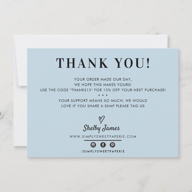 BUSINESS THANK YOU chic simple modern pale blue (Front)