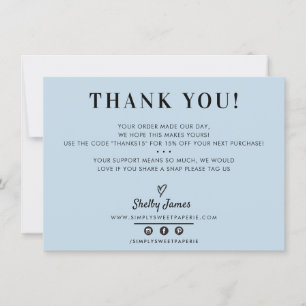 BUSINESS THANK YOU chic simple modern pale blue