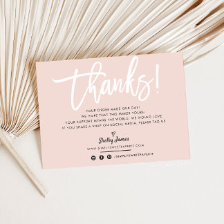 BUSINESS THANK YOU chic white script blush pink Card