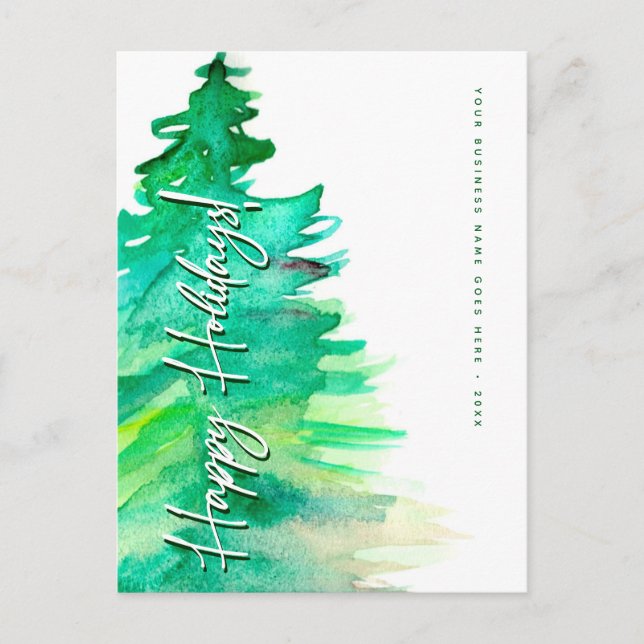 Business Thank You Christmas Pine Happy Holidays Holiday Postcard (Front)