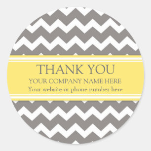 Business Thank You Company Name Grey Chevron Classic Round Sticker