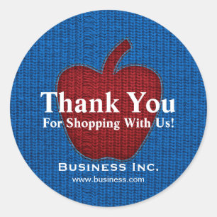 Business Thank You Cuddly Apple Red Classic Round Sticker