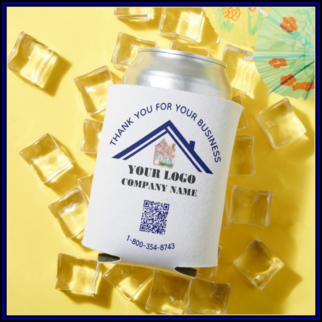 Business Thank You Custom Logo QR Code   Can Cooler (Creator Uploaded)