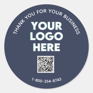 Business Thank You Custom Logo QR Code    Classic Round Sticker