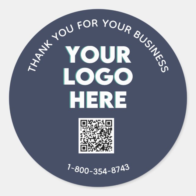Business Thank You Custom Logo QR Code    Classic Round Sticker (Front)