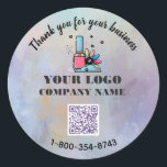 Business Thank You Custom Logo QR Code    Classic Round Sticker<br><div class="desc">Classic and Simple -- Your business logo and QR code plus phone number (or your text) on this business sticker with a touch of glamour and personality. You can match the colour of your text and QR code to your business colours. Create and increase your brand awareness. You can customise...</div>