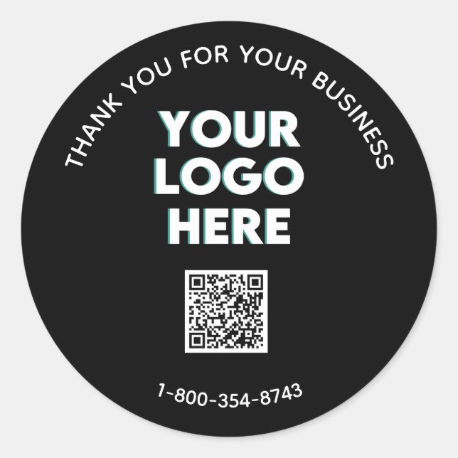 Business Thank You Custom Logo QR Code    Classic Round Sticker (Front)