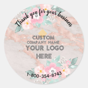 Business Thank You Custom Logo QR Code   Classic Round Sticker