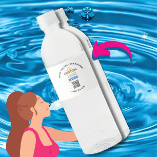 Business Thank You Custom Logo QR Code   Water Bottle Label