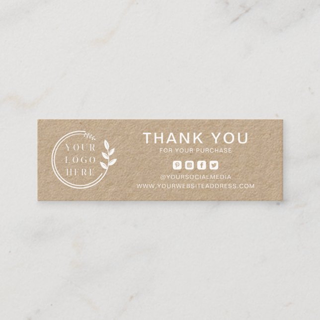 Business Thank You Custom Logo Social Media Mini Business Card (Front)