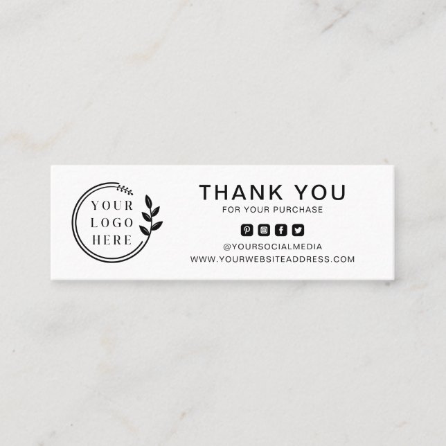 Business Thank You Custom Logo Social Media Mini Business Card (Front)