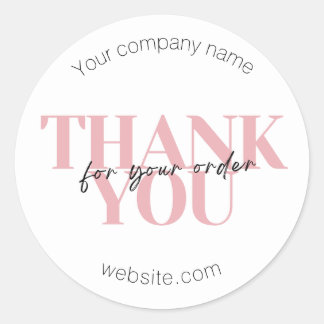 Business Thank You Custom Minimalist  Classic Round Sticker