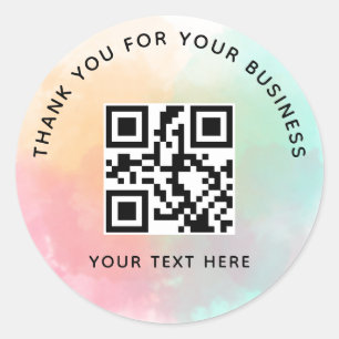 Business Thank You Custom QR Code Colorful Classic Round Sticker