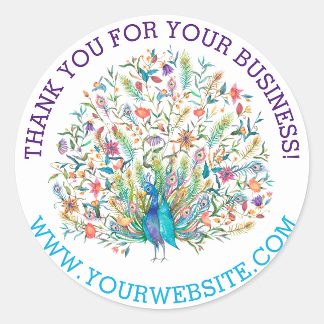 Business Thank You CUSTOM Round Stickers (Front)