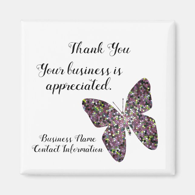 Business Thank You Customer Appreciation Butterfly Magnet (Front)