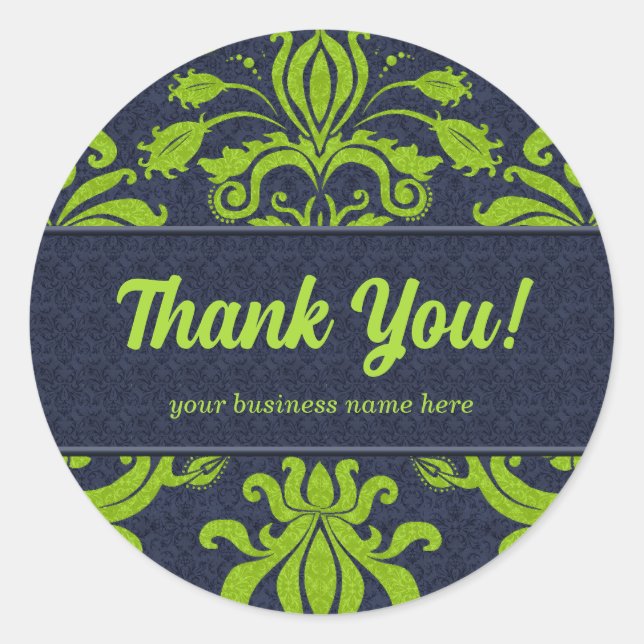 Business Thank You Customised Green Classic Round Sticker (Front)