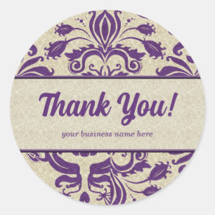 Business Thank You Customised Purple Classic Round Sticker
