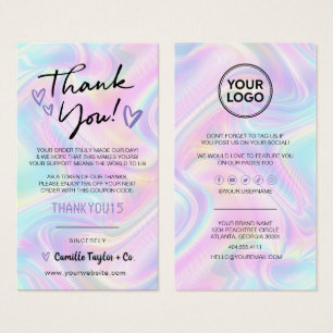 Business Thank You Discount Code Card Holographic