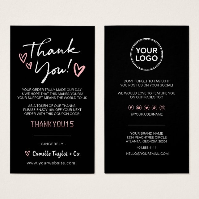 Business Thank You & Discount Code Card | Modern  (Front & Back)